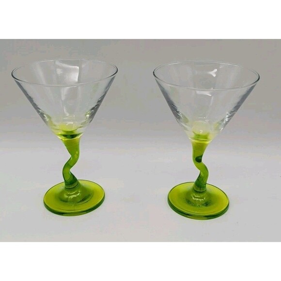 Libbey Z Stem Martini Glasses green Set Of 2 - Picture 1 of 5